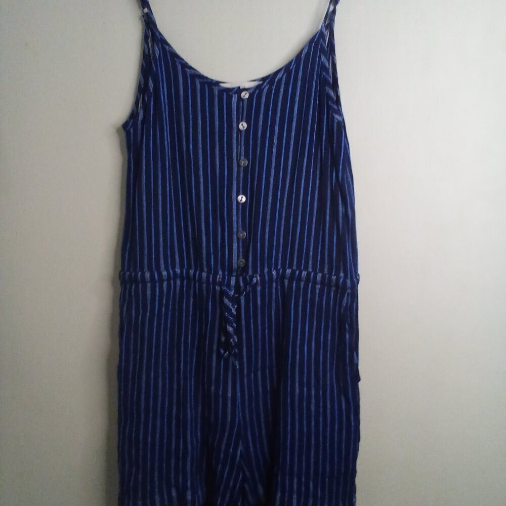 Loft Romper Women S Shorts Sleeveless Textured Stripe Blue